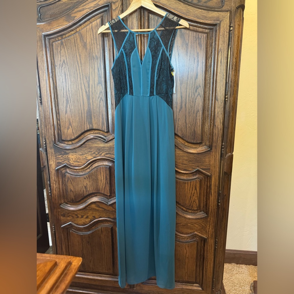 BCBGeneration Teal and Black Maxi Dress
